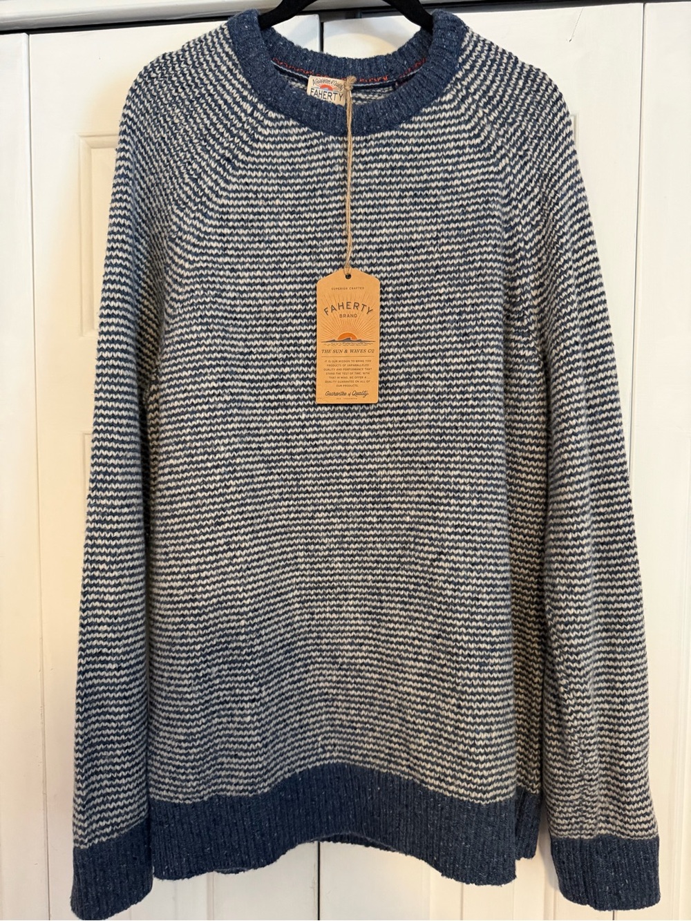 NWT Faherty Men’s Donegal Crewneck Knit Sweater, Size Medium MSRP $200